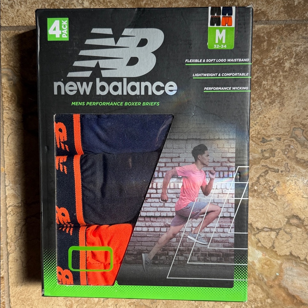 NWT M New Balance Men’s Boxer Briefs 4-Pack – 6" Inseam Performance Fit Medium
